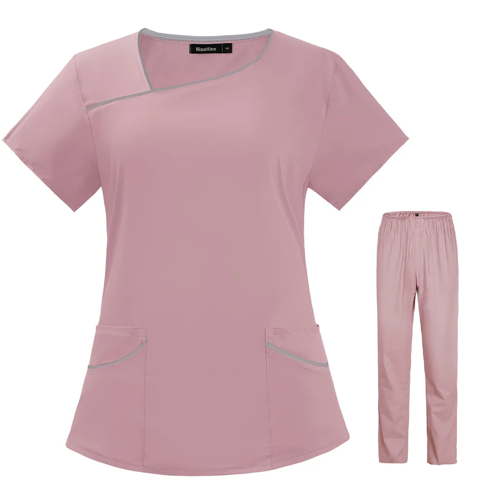 Women Men Doctor Uniform Nursing Scrub Set Nurse Workwear Women Health Service Outfit Work Clothing Top and Pant Scrubs Uniforms