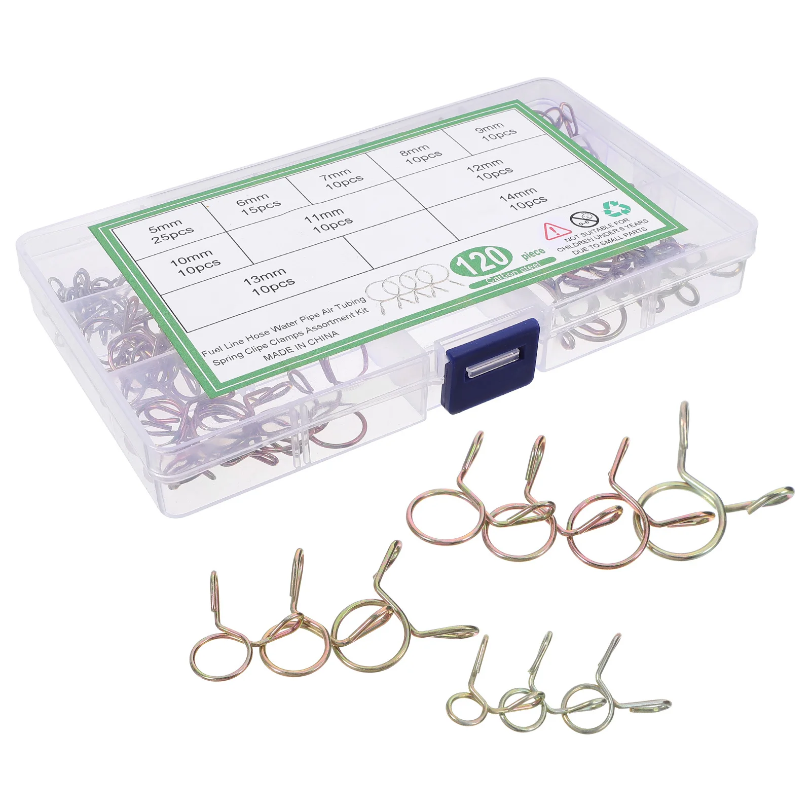 

120pcs Spring Hose Clamp Set Heavy Duty Fuel Line Clamps For Water Fuel Injection Tubing Pipe Fixing Rust Resistant