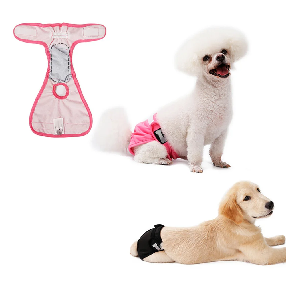 

Pink Reusable Female Dog Diapers Adjustable Elastic Washable Dog Underwear Breathable Soft Cloth for Cleaning Sanitation