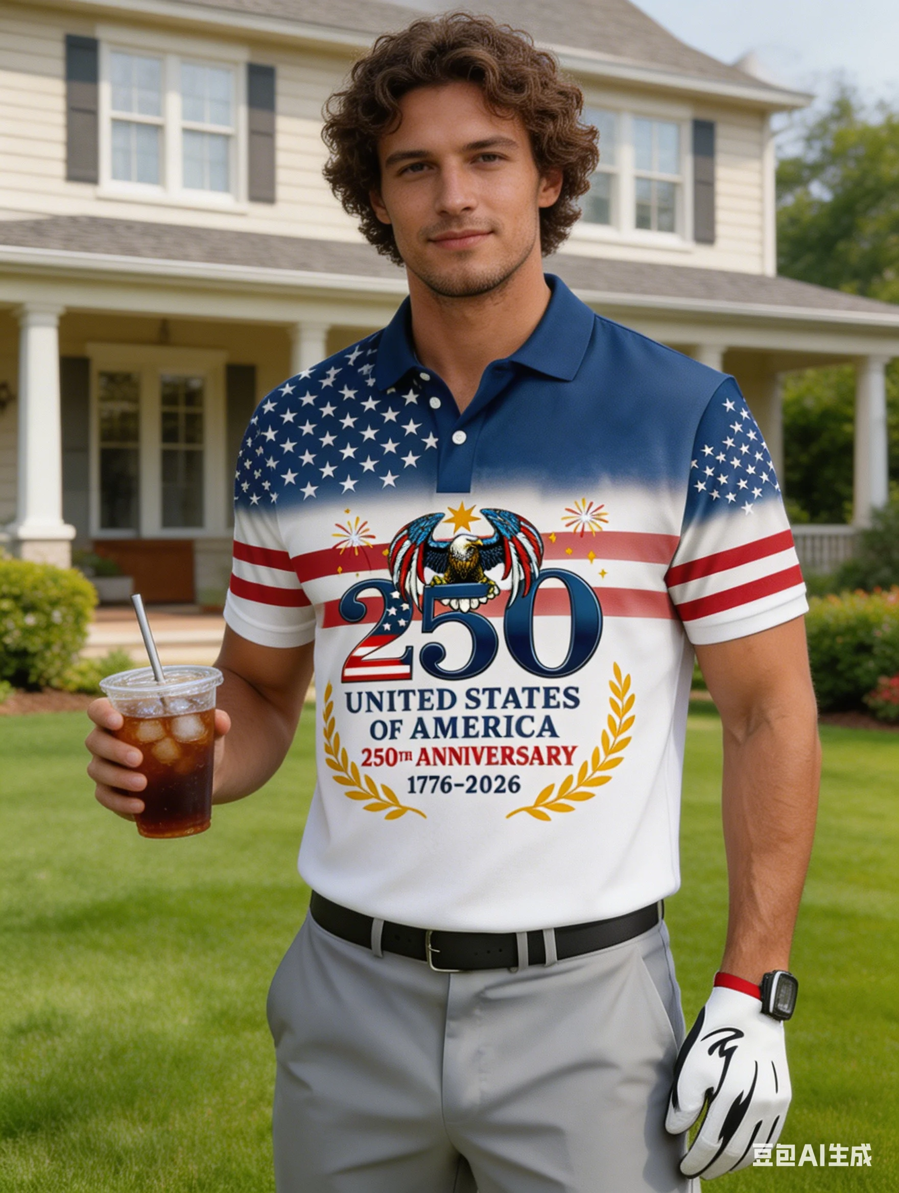 

Men's USA 250th Anniversary Polo Shirt 3D Print Bald Eagle USA Flag Laurel Wreath Patriotic Short Sleeve Casual Top 2026