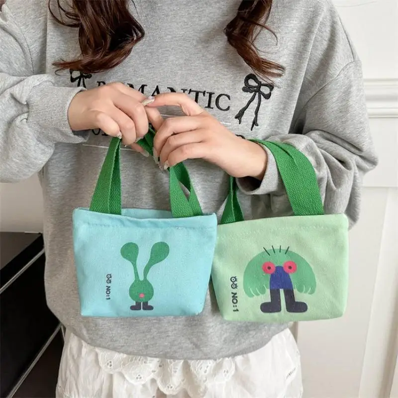 Bolso de Lona Estilo Coreano, Bolsos Pequeños, Bolso de Mano para Mujer, Mini Bolso para Llevar Bocadillos, Bolso para el Almuerzo