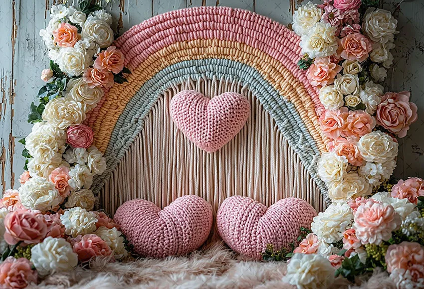 Фон для фотосъемки Mehofond на День святого Валентина в стиле бохо с цветочным принтом «Любовь», детский торт на день рождения, портретный декор, фон для фотостудии