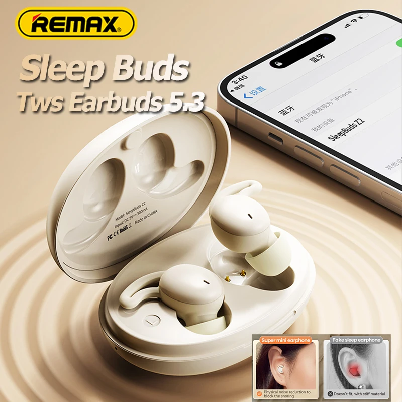 

Remax Small Soft Earbuds Earphones Noise Canceling TWS Wireless Bluetooth 5.3 Headset Mini EarBuds In Ear for Sleep with Mic