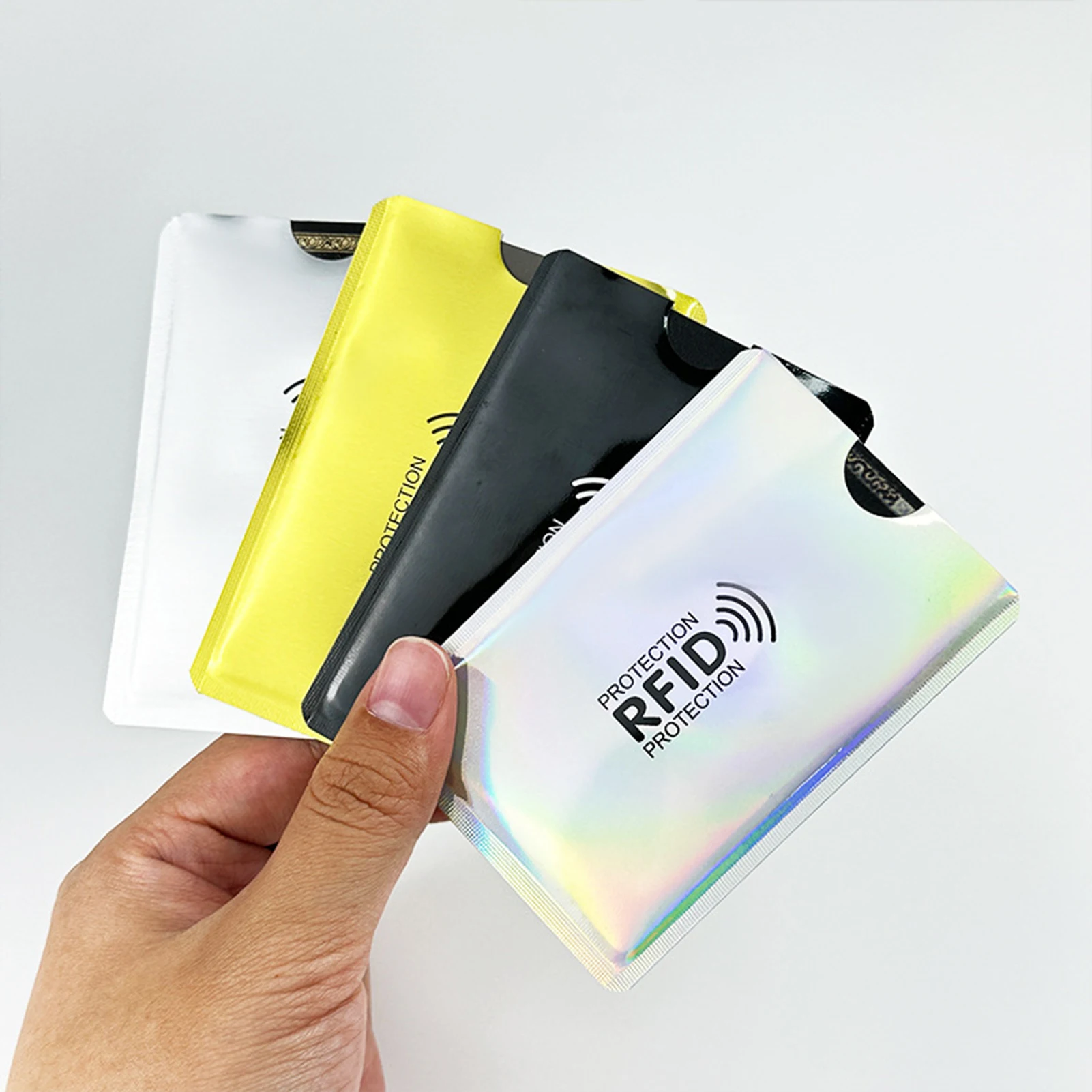 Laser Silvery RFID Blocking Sleeves Multi-color Credit Card Protector for Credit Debit and ID Cards