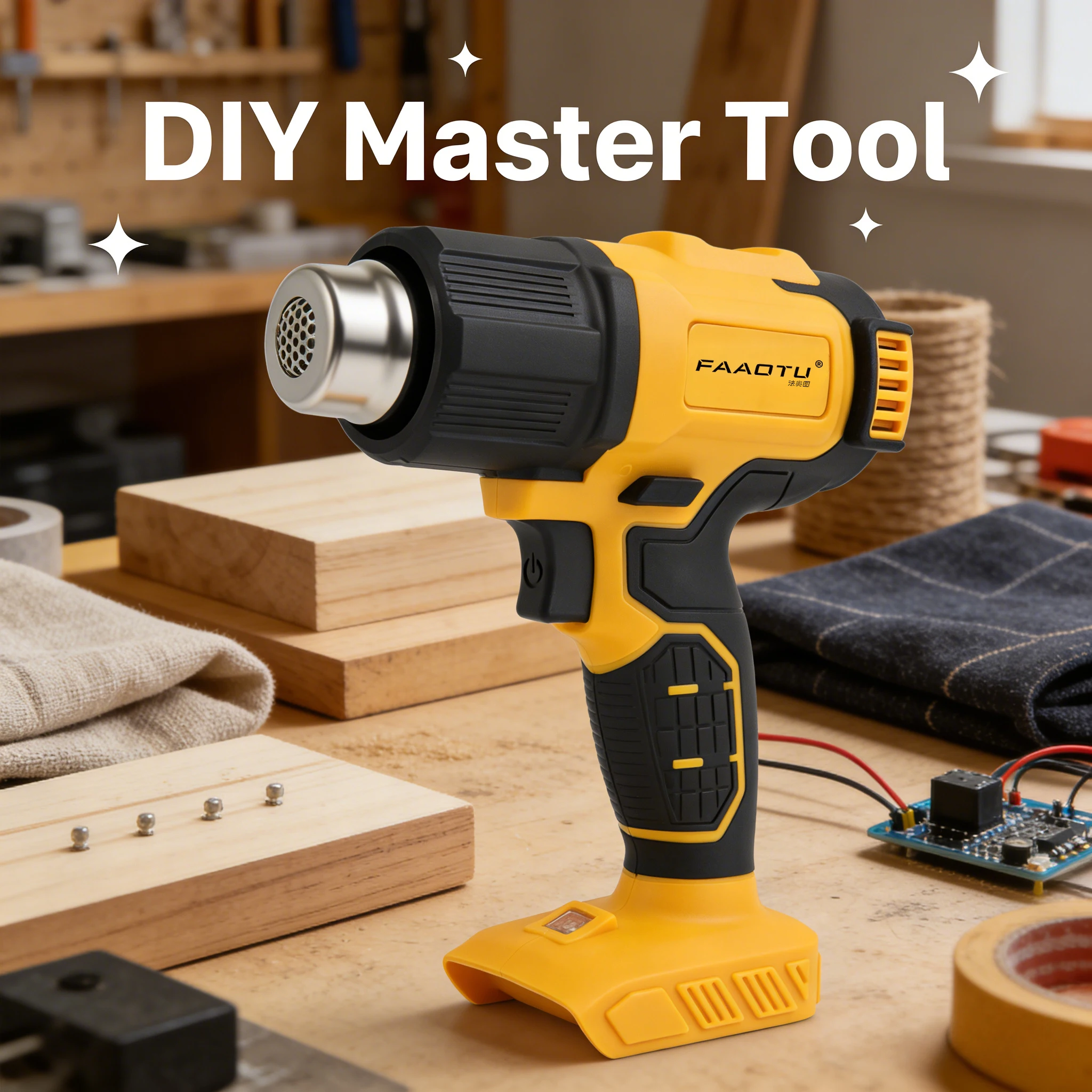 

Беспроводной термофен FAAOTU 20В для DIY, ремонта, термоусадочной пленки и удаления краски, совместим с аккумуляторами DW (батарея в комплект не входит)