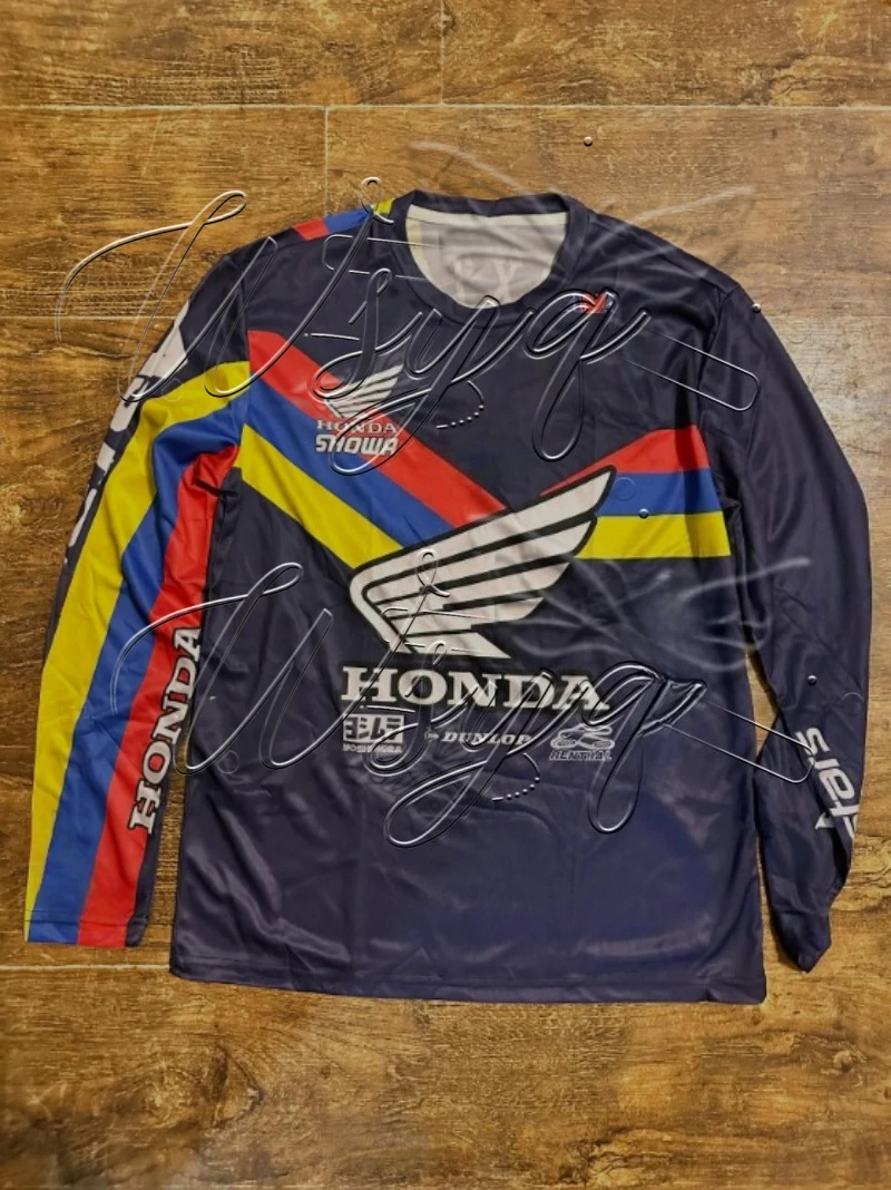 

Летняя велосипедная форма для мужчин и женщин, мотоциклетные гонки, энтузиасты, Honda, футболка с длинными рукавами, дышащий трикотаж для мотокросса