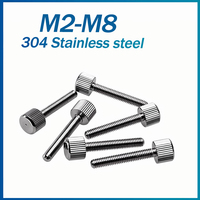 304 Stainless Steel Thumb Screws M2 M2.5 M3 M4 M5 M6 M8 Flat Round Head Knurled Head Manual Adjustment Screws Thumb Bolts
