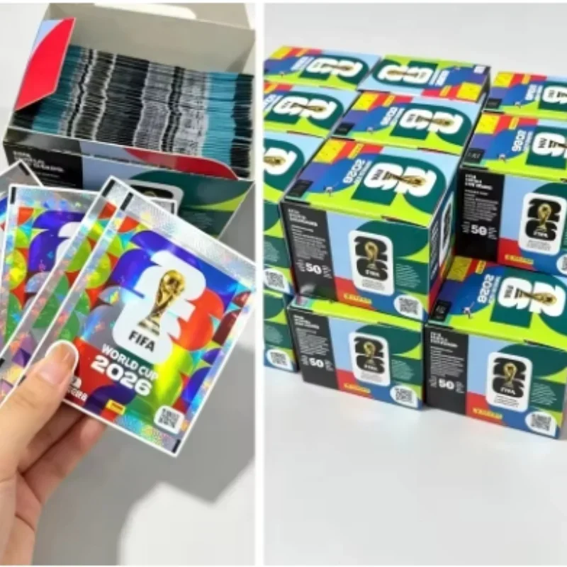 Original Panini FIFA World Cup 2026 Complete Sticker Box, 50 Packs Football Stickers, Collectible Souvenir for Soccer Fans