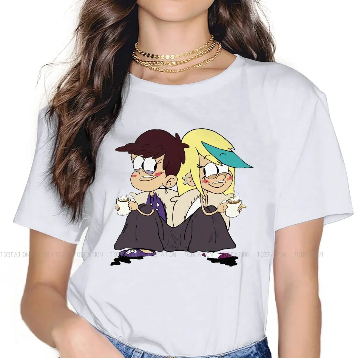 T-shirt «The Loud house» pour filles, en coton, Harajuku, 5XL