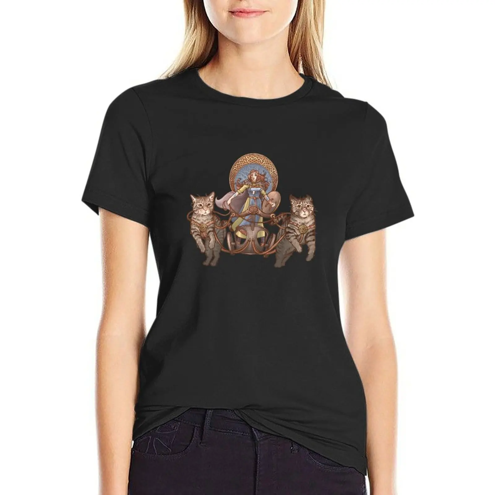 

Freya Driving Her Cat Chariot Classic T-Shirt kawaii clothes summer clothes summer tops summer top Women's t-shirt