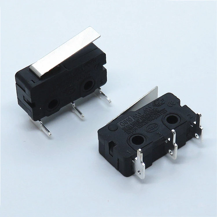 The left terminal of the curved foot G610 mechanical equipment travel limit circuit board microswitch 3-pin 10A125/250V straight