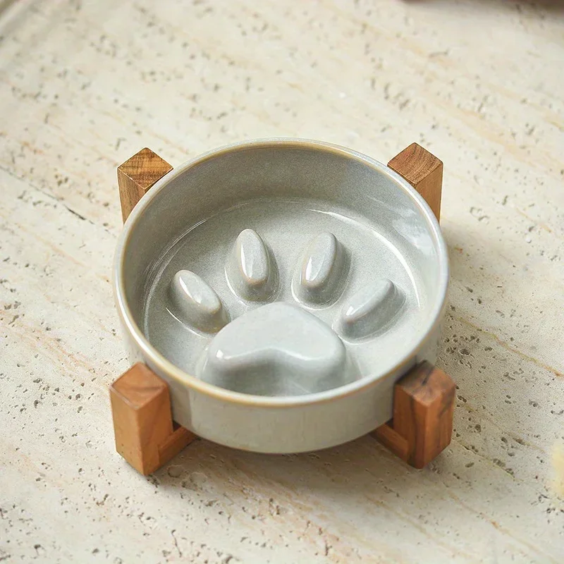 Pet Cat Bowl, Dog Bowl, Slow Food Bowl, Ceramic Medium sized Dog and Puppy Dog Anti Choking and Anti Overturning Bowl