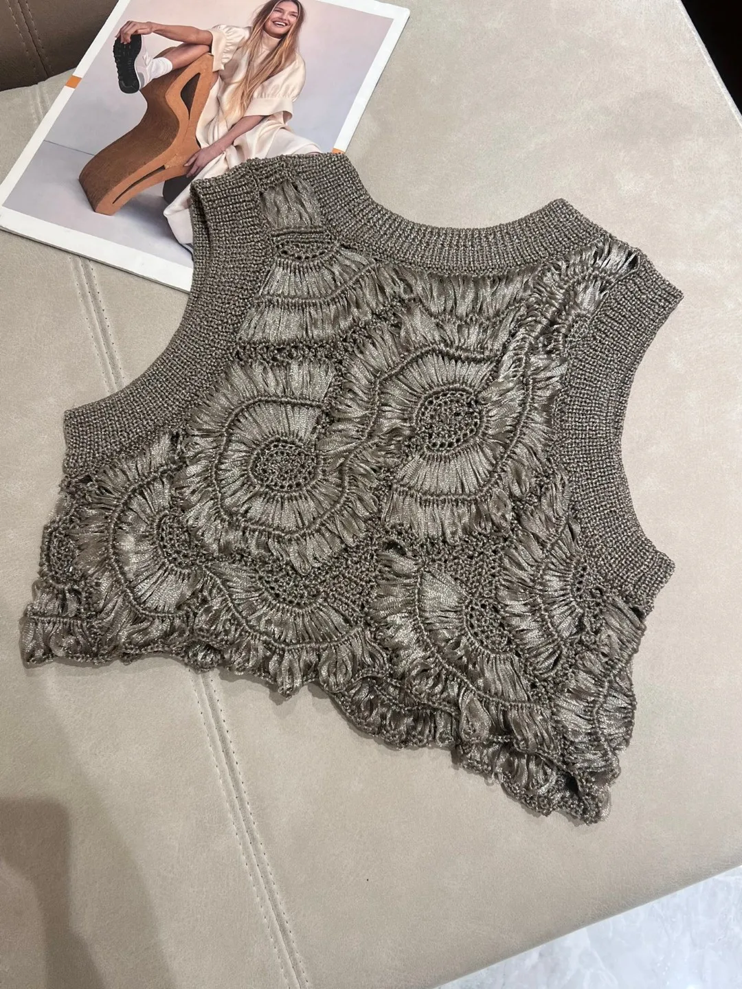 Casual crochet knitted sleeveless tank top