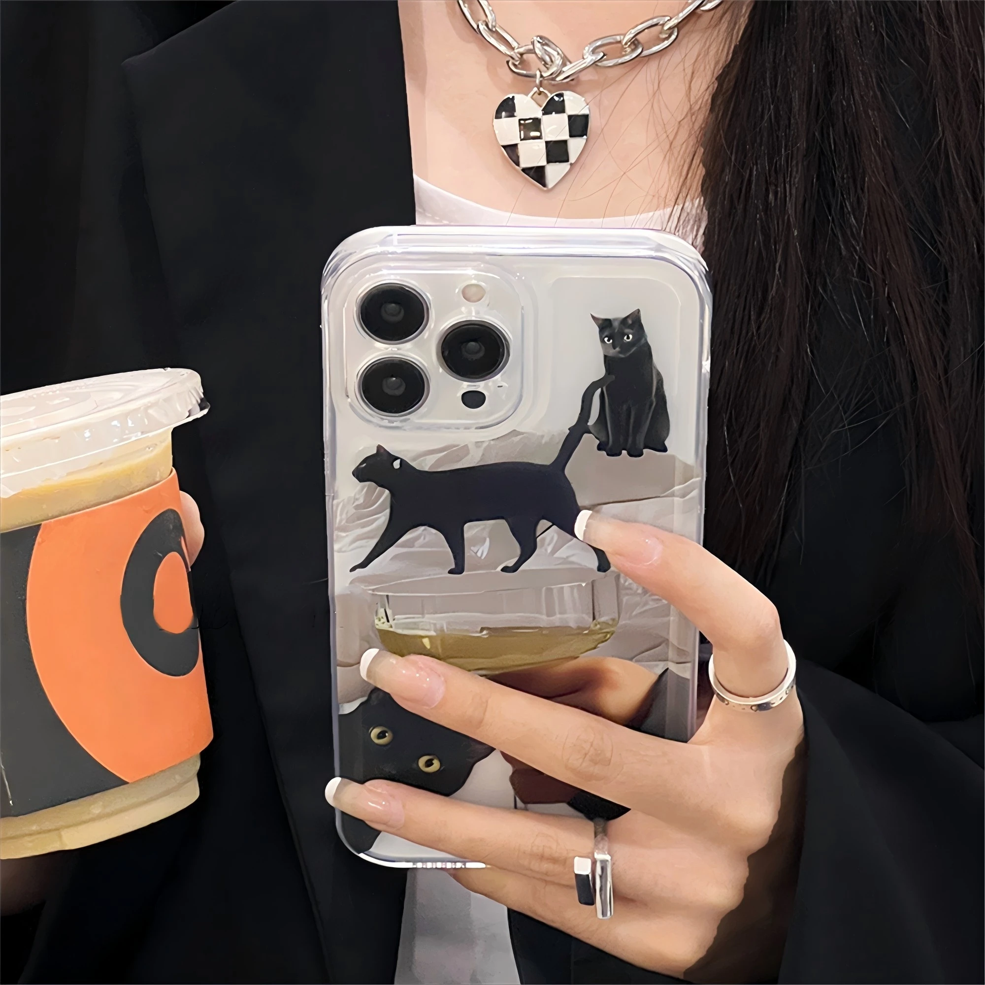 Korean Cute Cat Goblet Couple Phone Case For Samsung S24 S23 S22 S21 S20 S10 FE Note20 Note10 Plus Ultra Lite 5G Soft TPU Cover