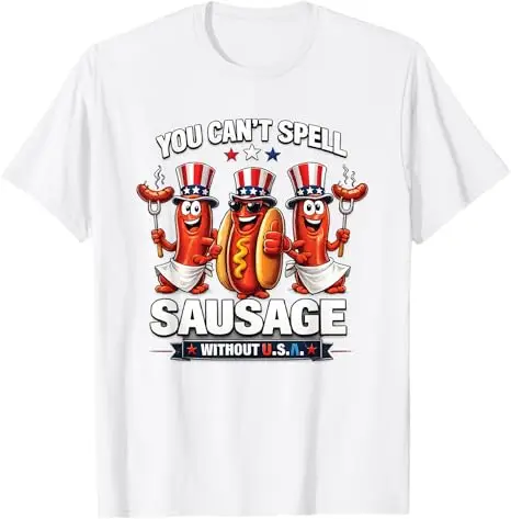 Du kannst die Wörter „Wurst ohne USA“ nicht aufreißen, wenn du das 4. Juli Amerika-Flaggen-T-Shirt Y2k „Stolzer Amerikaner“ mit patriotischem Grafik-Aufdruck für Herrenkleidung nennst. – Detail 6
