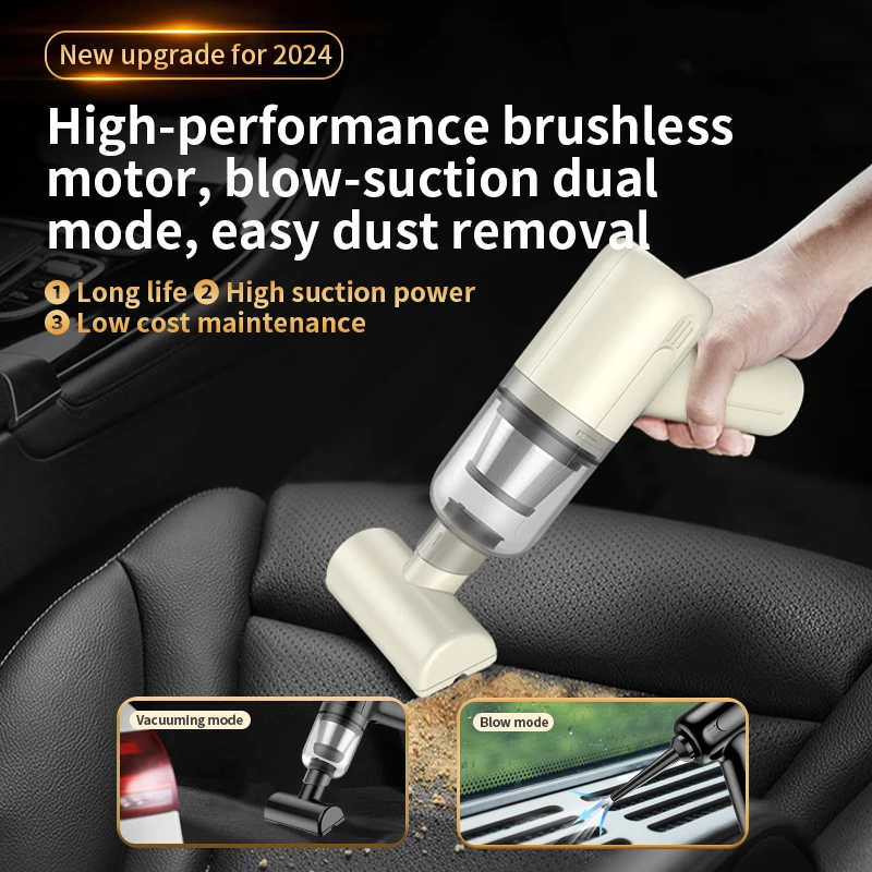 Auto-Staubsauger 125, Mehrzweck-Handstaubsauger mit starker Saugkraft, wiederaufladbar, für den Haushalt, kleiner kabelloser Staubsauger mit doppeltem Verwendungszweck