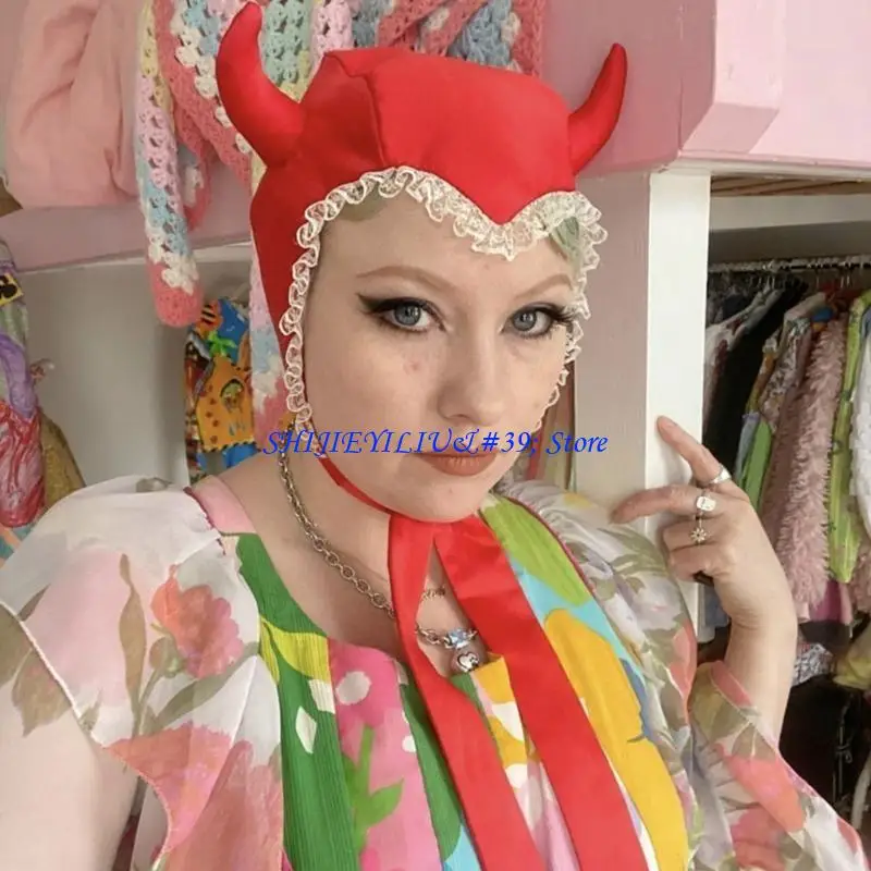 

E21F Взрослые Дети Шляпа с рогами и ушками Кепка с черепом Шапка с кроликом Новый год Хэллоуин Вечеринка