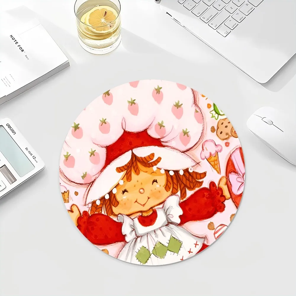 Strawberry-shortcake girl Mousepad INS Tide Round Keyboard Mat Table Mat Students Cabinet Gamer Desktop Mousepad Cup Mats