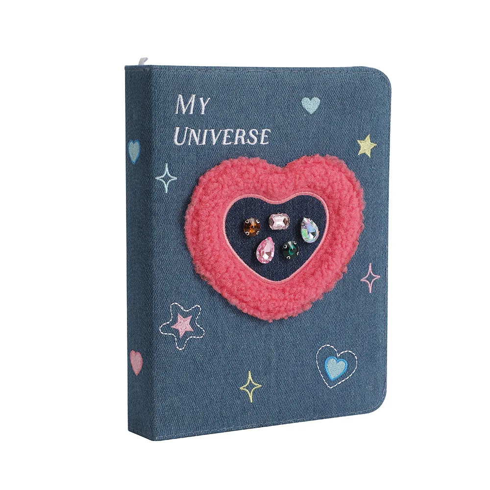 INS Korean Retro A5 Binder Denim Love Photo Card Holder Album Girl Four Palace Grid Card Album Student 3 Inch Storage