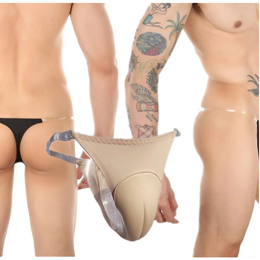 Tanga desmontable ajustable para hombre, correa elástica de silicona transparente, parte trasera en T, Control del dedo del pie Camel, Gaff TG,