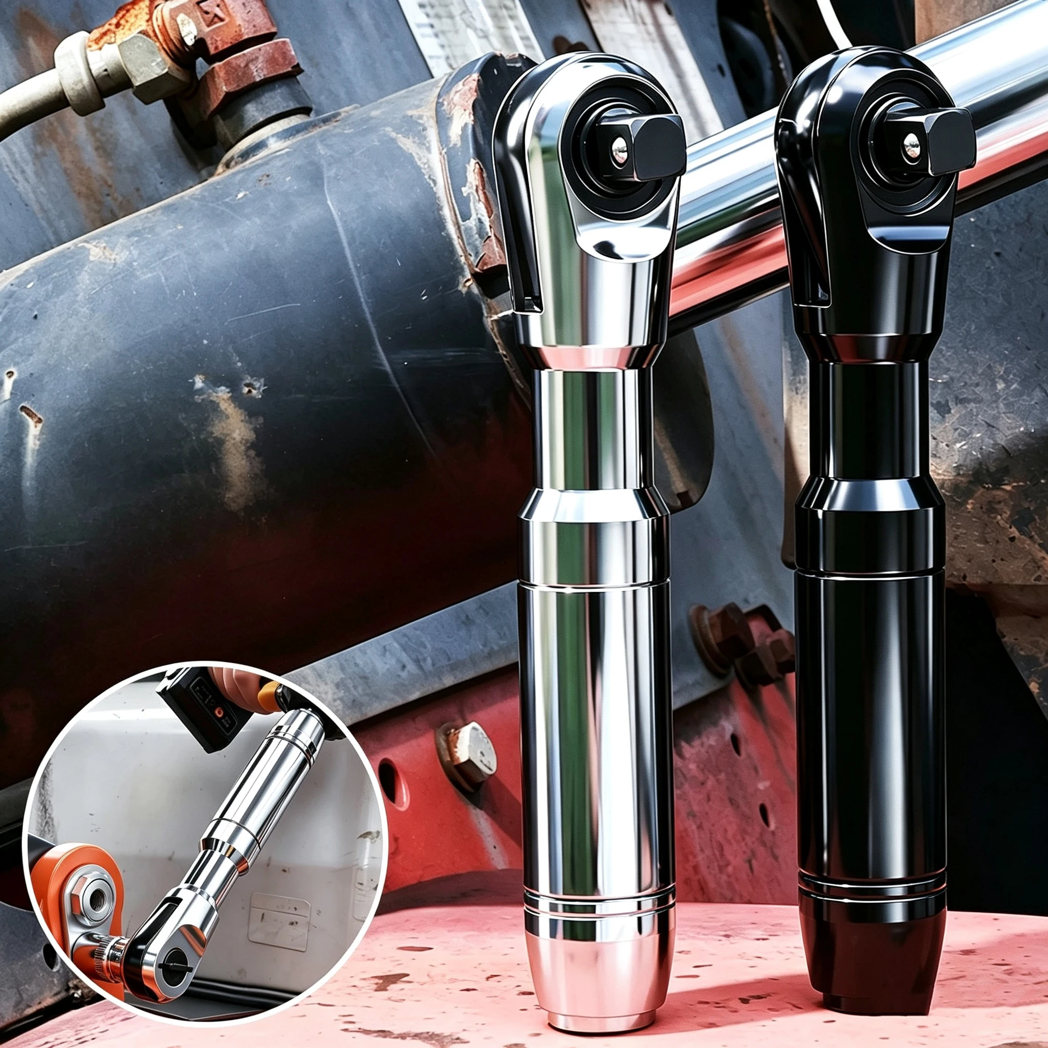 Industrieller 3-in-1-Kraftsparender Abnehmbarer Bidirektionaler Kurzschlüssel aus Chrom-Vanadium-Stahl für Mechanische Reparaturen – Detail 6