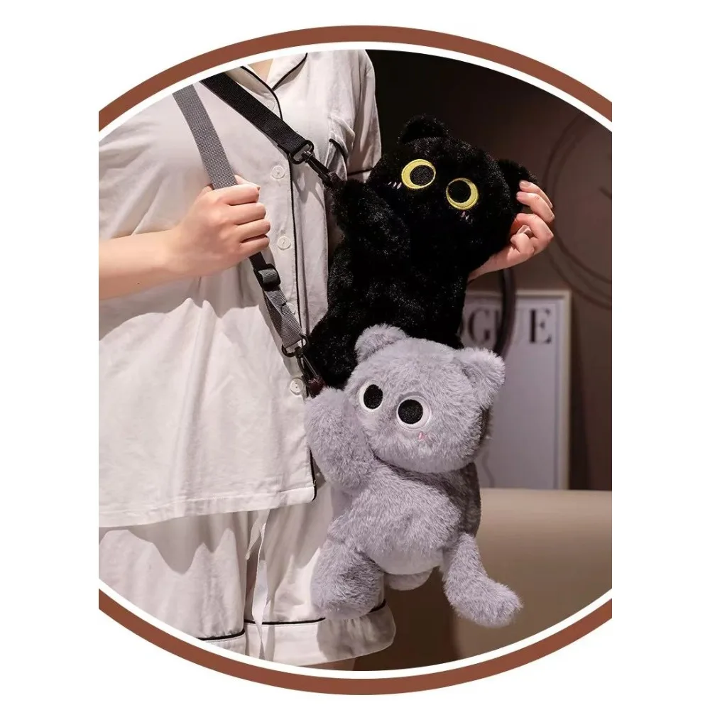 Cute Kitten Bag Shoulder Plush Toy Doll Mobile Phone Bag Change Super Soft Backpack Student Girl