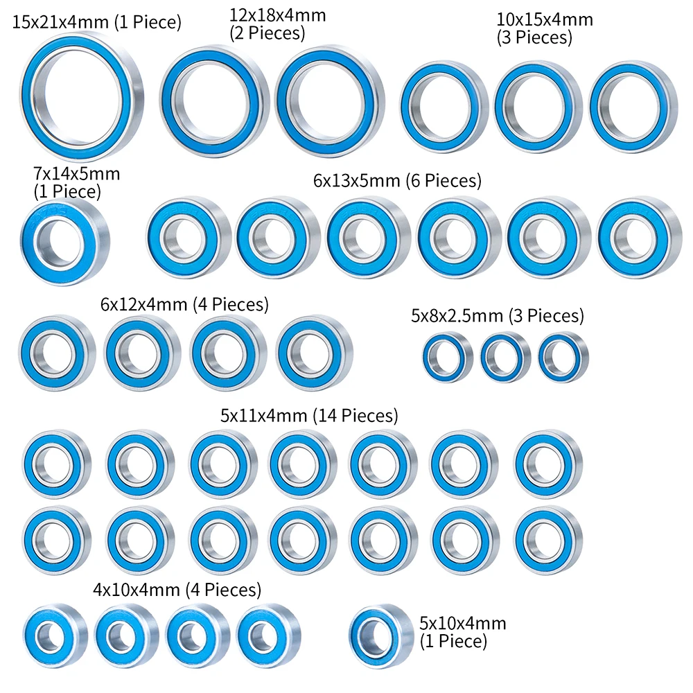 AXSPEED Rubber Sealed Ball Bearing Kit for 1/10 TRX4 TRX-4 Bronco RC Crawler Car Upgrades Parts Accessories