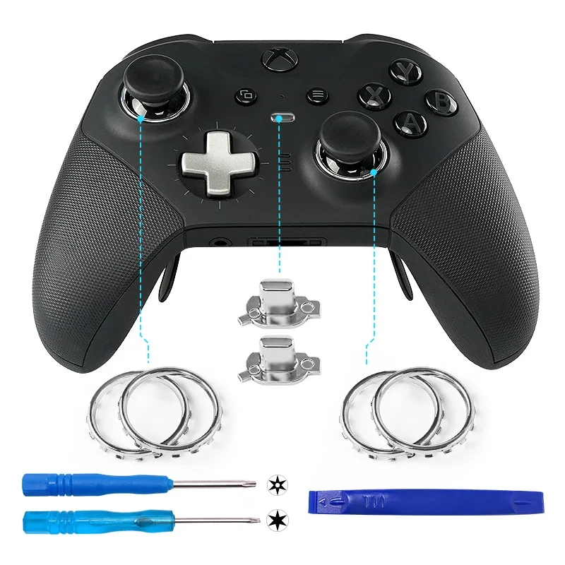 Chrome Accent Rings for Xbox One Elite Series 2 Elite 2 Controller, Replacement Parts Accessories Profile Switch Buttons 2 Sets