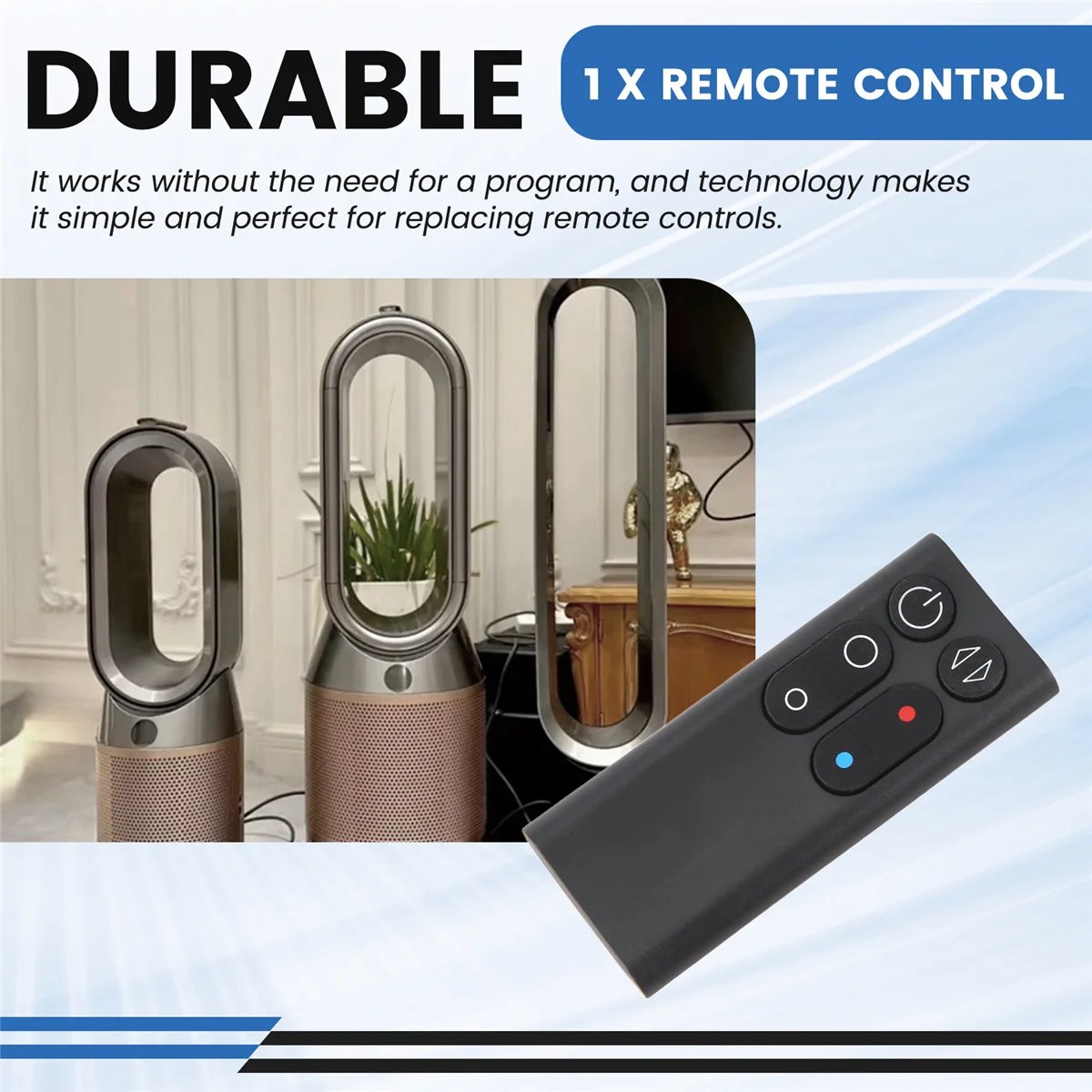 เปลี่ยน AM04 AM05 รีโมทคอนโทรลสําหรับเครื่องทําความร้อนพัดลม Dyson รุ่น AM04 AM05 รีโมทคอนโทรล (สีดํา) SQ