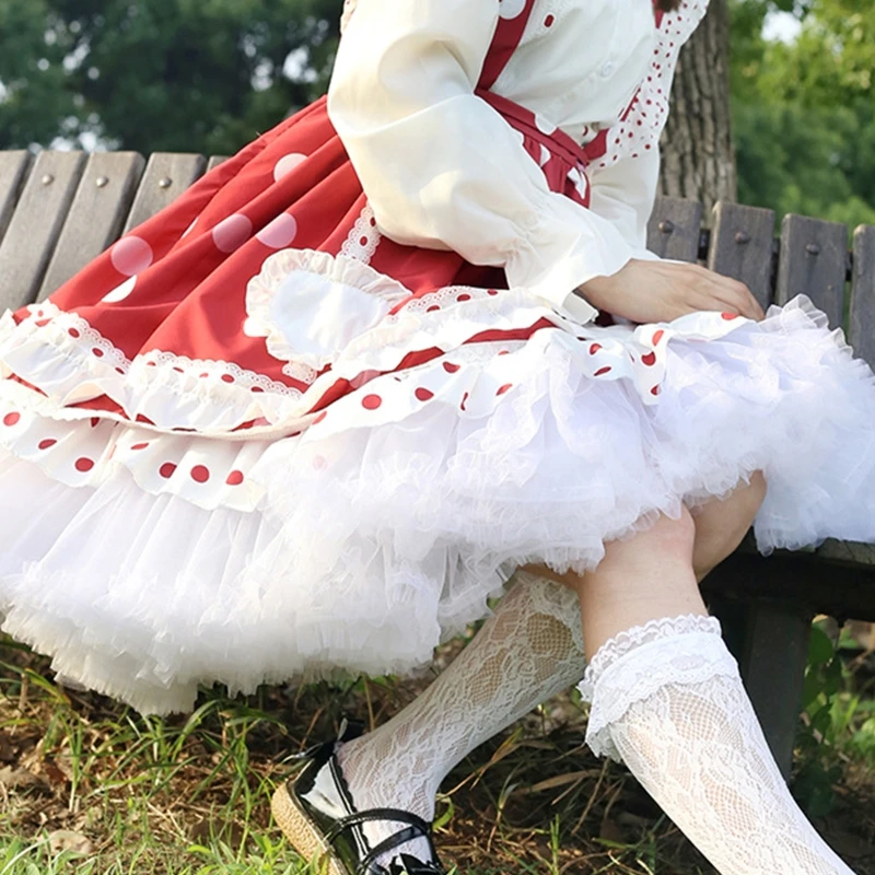 Womens Elastic Waist Puffy Tulle Petticoat Rainbow Cloud Short Tutu Skirt Princess Ballet Dance Pettiskirts Lolita Cosplay image 4