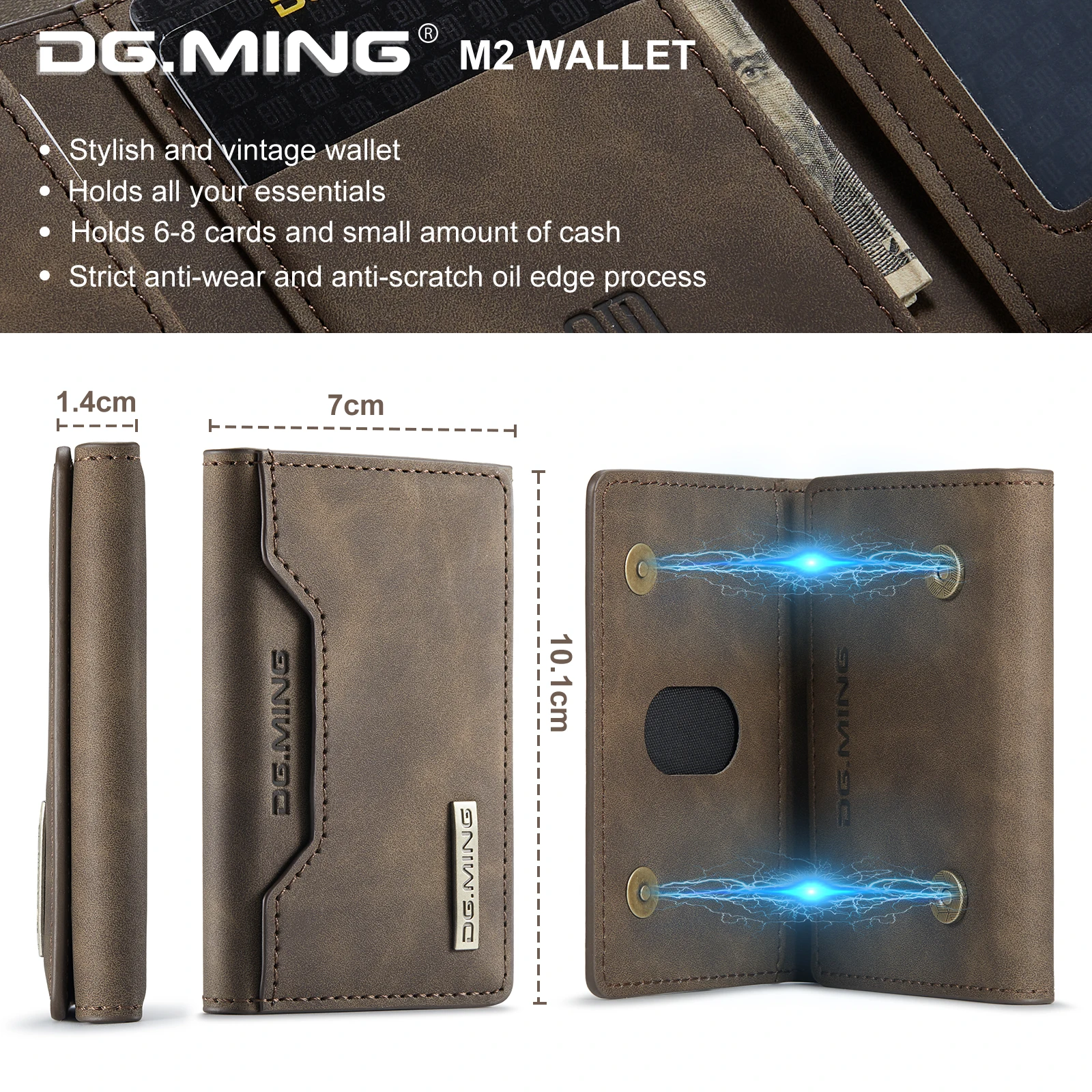 DG.MING-Mini billetera de lujo para hombre y mujer, bolso de mano Delgado, monedero de cuero corto, tarjetero plegable