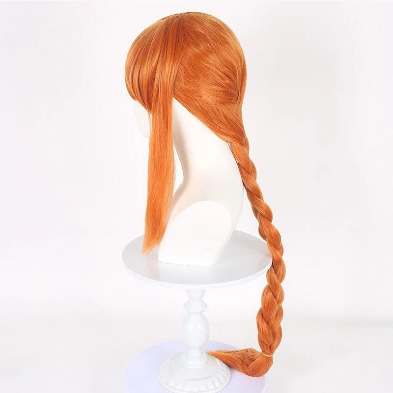 برتقالي طويل جديلة شعر الإنسان دفن فلوريان أتسوكو تاناكا شعر مستعار تأثيري مرحلة الأداء مهرجان حفلة ارتفاع درجة الحرارة الحرير الباروكات