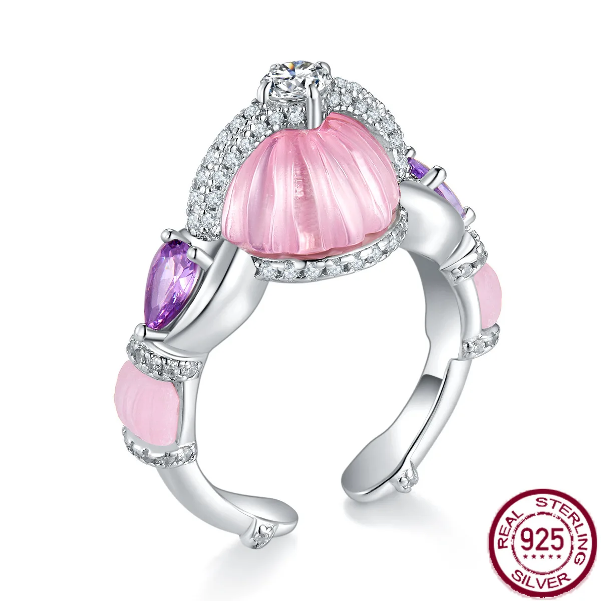 

New popular s925 silver full diamond 3-carat pink pumpkin luxury luxury fashion ring wedding jewelry