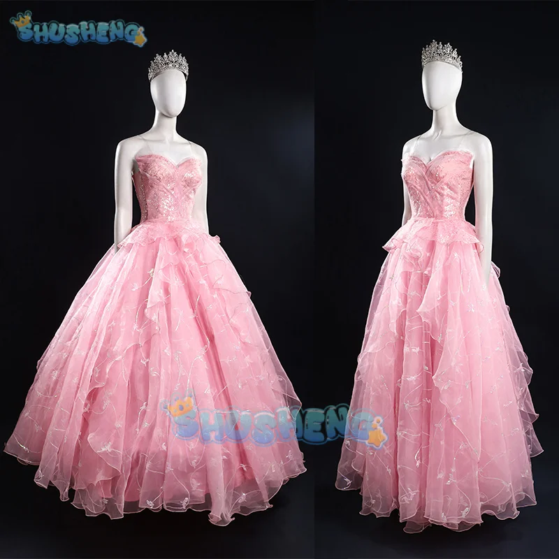 Shusheng Wicked Glinda cosplay costume pink woman dress aceesories beautiful outfit Christmas New Year fancy dress custom size