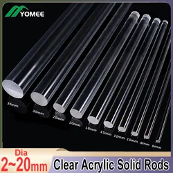 Clear Acrylic Round Rod Perspex Solid Bar Dia 2mm 3mm 4mm 5mm 6mm 8mm 10mm 12mm 15mm 18mm 20mm Length 100-300mm