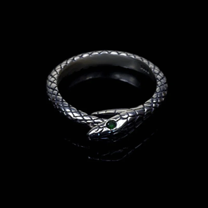 100% Pure 925 Sterling Silver Jewelry Snake Rings Opening Vintage Men Signet Ring For Women Fine Gift R1002