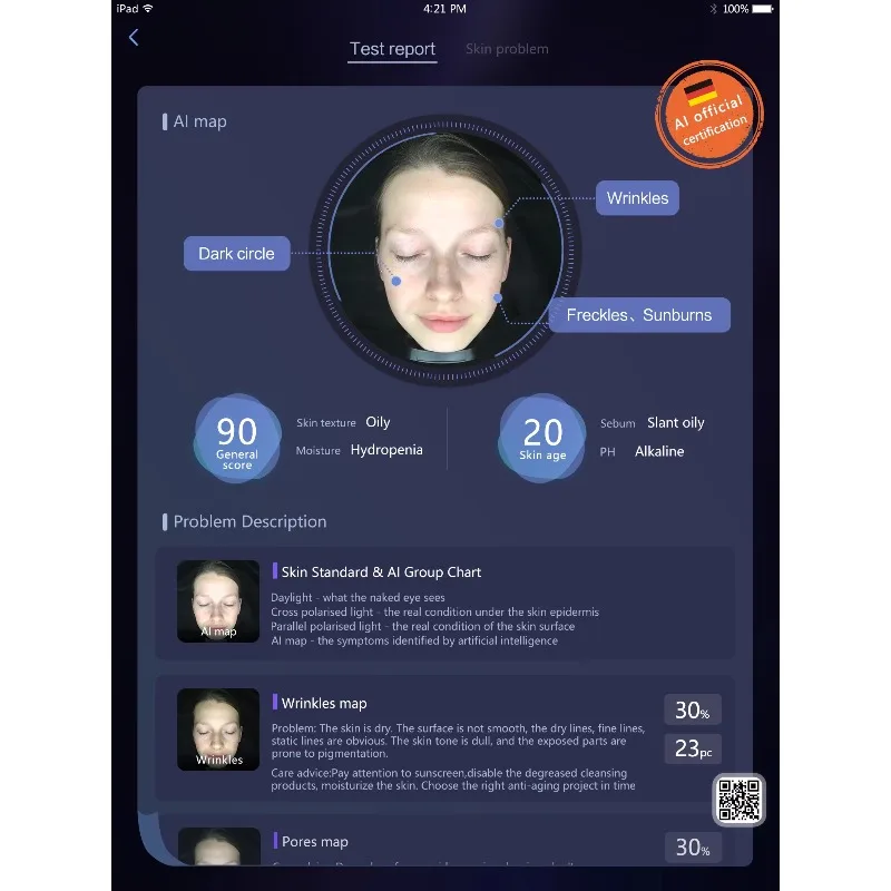 2024年新デザイン3D顔肌スキャナー機 家庭用スパ美容サロン肌分析器 EU・US・JP・IT・ZAプラグタイプ対応