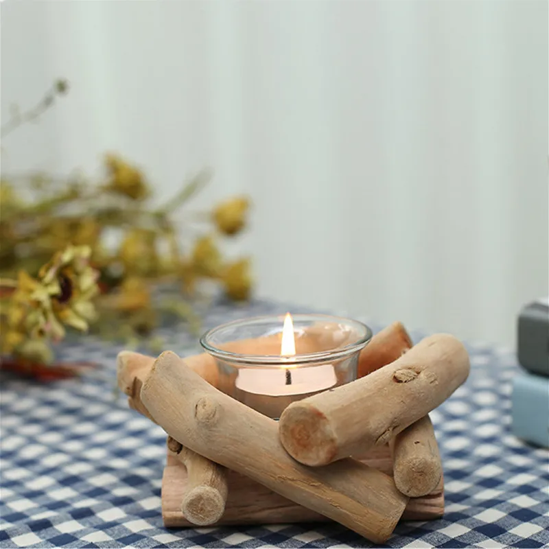 Candle holder wooden crafts creative home European style simple driftwood products small candle holder handicrafts