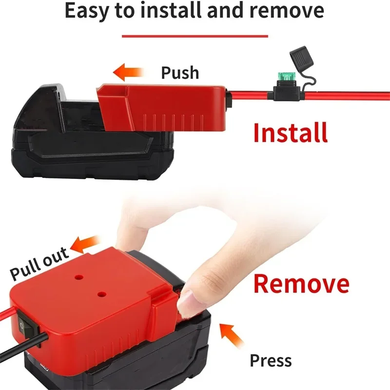 Battery DIY Adapter for Milwaukee 18V Lithium Battery Power Wheels Adapter with Switch Fuse For 48-11-1815 48-11-1850 Battery