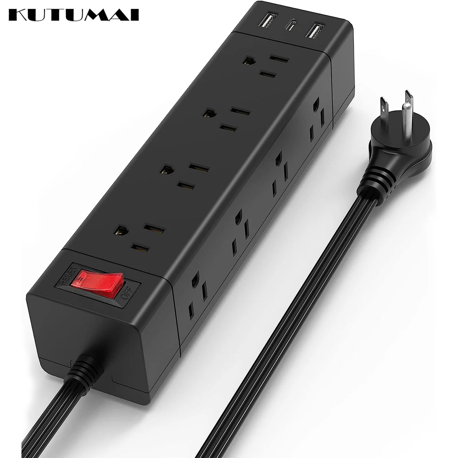 

Power Strip Flat Plug Extension Cord with 12 Widely US Outlets 3 USB Ports(1 Usb C) 5.25 Ft Surge Protector Wall Mount Extender