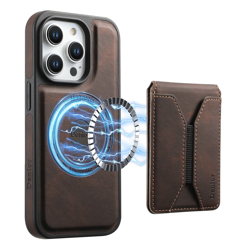 Magnetic Wireless Charging Case for iPhone 12 13 14 15 16 17 18 Pro Max 16 Plus Leather Wallet Card Bag Slots Holder Cover