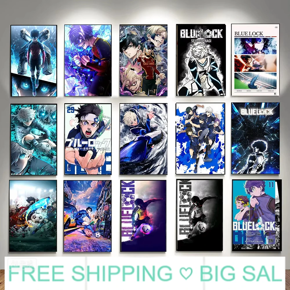 Póster de Lona del Anime Blue Lock, Arte Mural Colorido en Alta Definición para Sala de Juegos, Decoración del Hogar