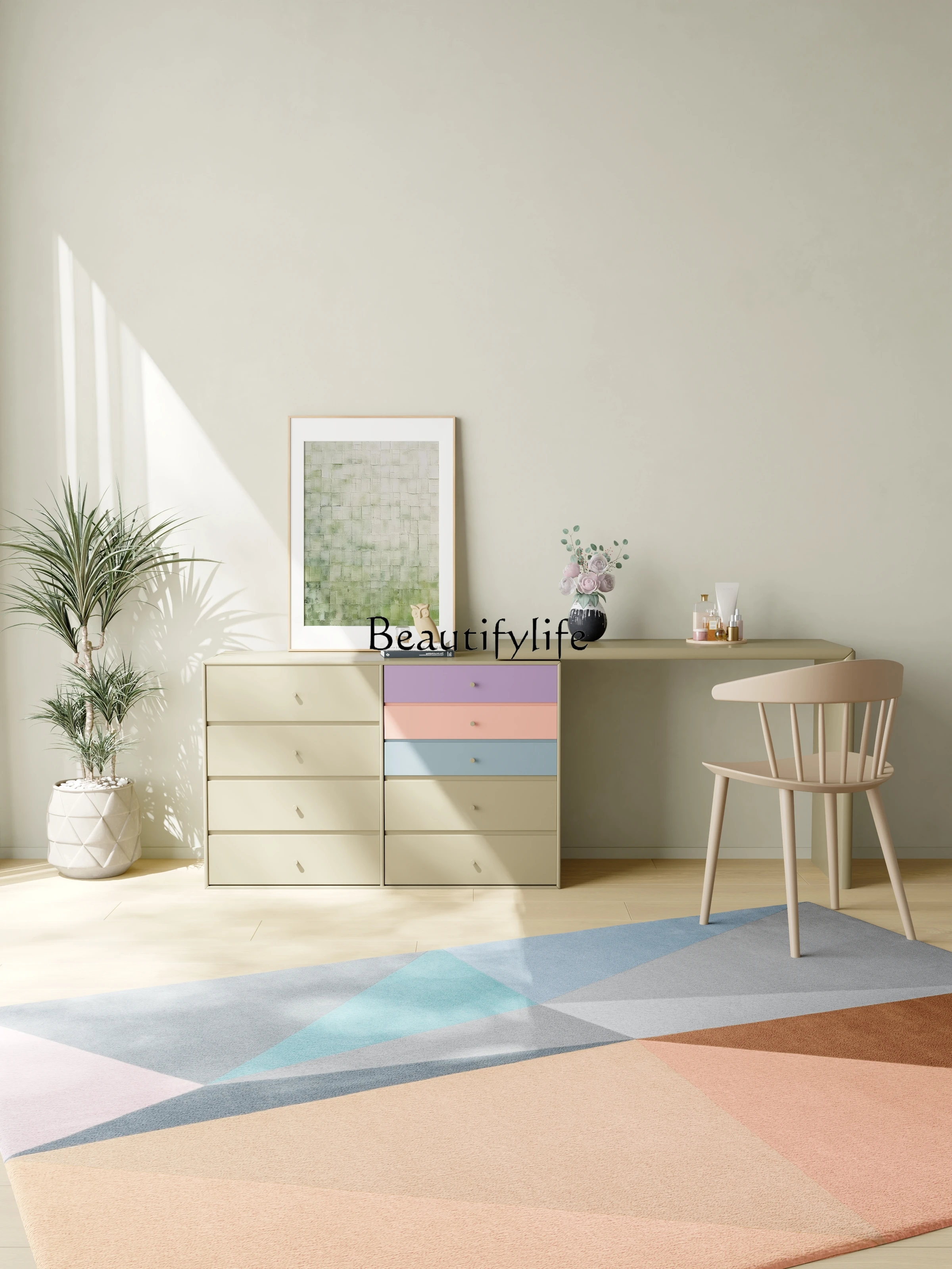 Nordic Italian minimalist eight-bucket cabinet dresser table integrated bedside cabinet dresser