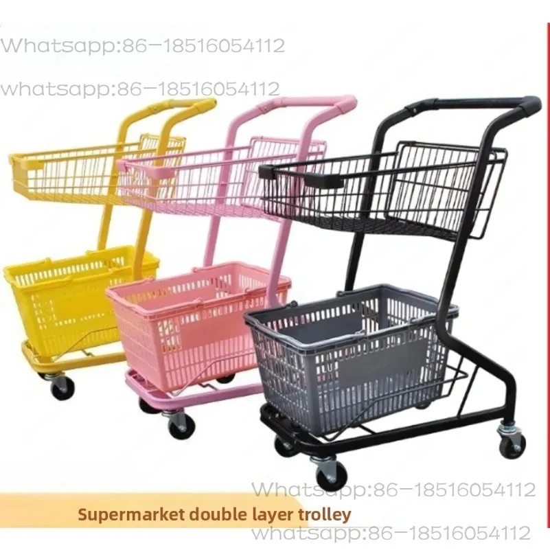 

Supermarket Double-layer Contrasting Metal Shopping Cart, Doll Clip Display Rack, Pet Snack Vending Machine