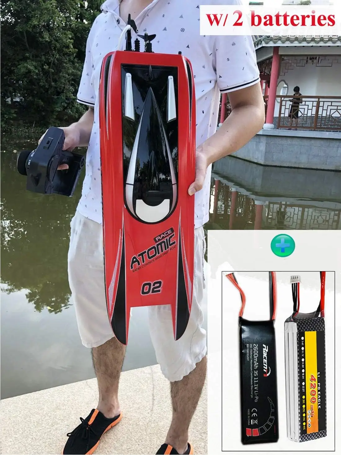 

S011 27.5 Inch Remote Control Boat Speedboat for Hobby Adult Boys Racing RC Boat 65 km Wh (40.38 mph) Brushless Motor with 2 Lip