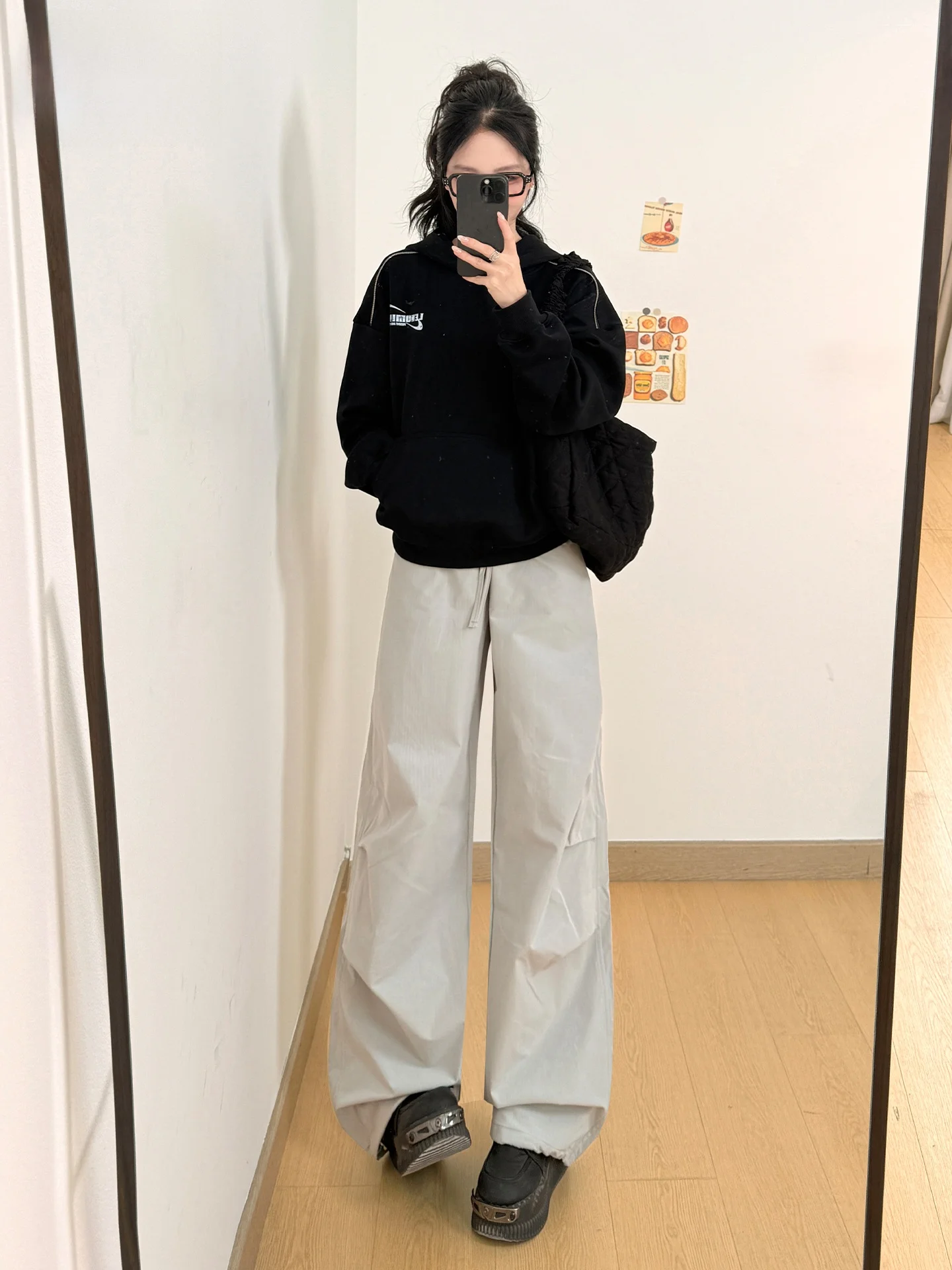 

Серебристо-серые американские рабочие брюки с высокой талией и широкими штанинами, повседневные женские свободные прямые длинные брюки, летняя новинка