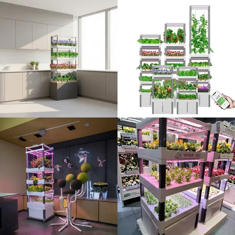 for HydroBlue Smartphone Controlled Commercial Vertical Hydroponics Pump Indoor Farming Complete Planting Kit