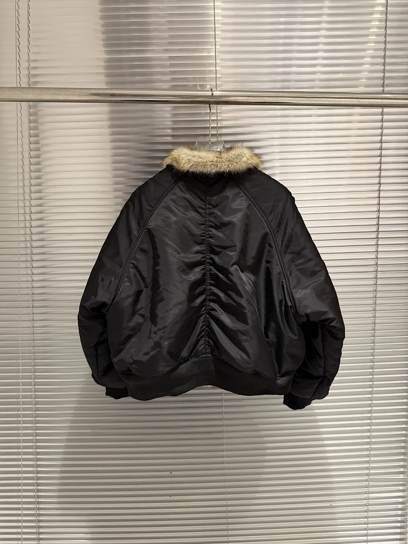 2026 Winter PTL Index Women Men Short Flight Jacket Fur Collar Quilted Lining Mountain Eagle Style Men Bomber Jacket Warm Coat