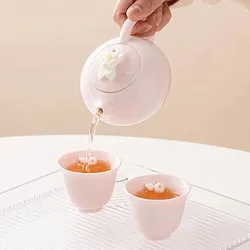 Handcrafted Pink Flower Tea Set High Appearance Lovely Ceramic Teapot and Cup Set Customized Ball Hole Filter Tea Infuser