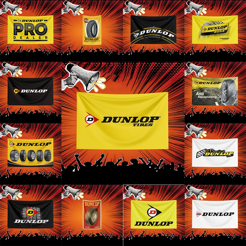 Dunlop Tires Auto Parts Flag 3x5 FT Polyester Banner For Garage Workshop Wall Decor Mechanic Gift